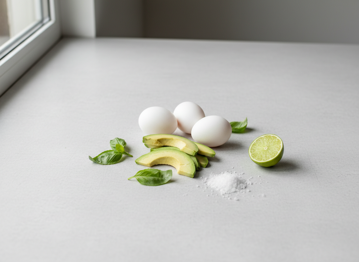 Fresh natural food ingredients on a neutral background